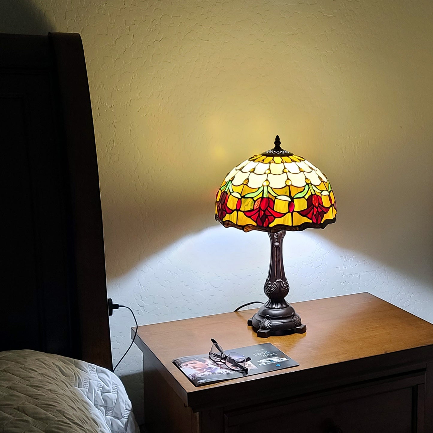 19" Dark Brown Metal Candlestick Table Lamp With Orange Dome Shade - Homeroots - Flyclothing LLC