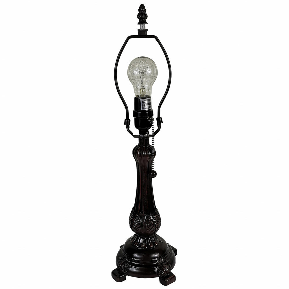19" Dark Brown Metal Candlestick Table Lamp With Orange Dome Shade - Homeroots - Flyclothing LLC
