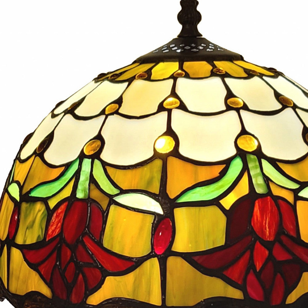 19" Dark Brown Metal Candlestick Table Lamp With Orange Dome Shade - Homeroots - Flyclothing LLC