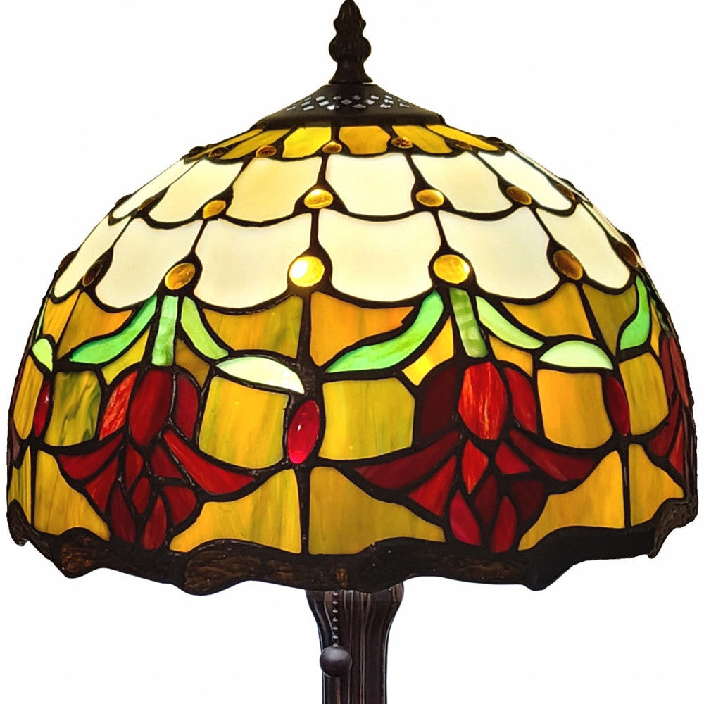 19" Dark Brown Metal Candlestick Table Lamp With Orange Dome Shade - Homeroots - Flyclothing LLC