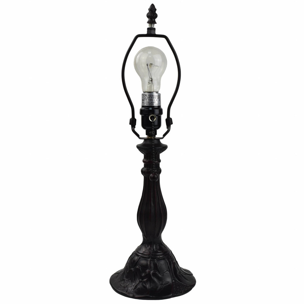 19" Dark Brown Metal Candlestick Table Lamp With Ivory Dome Shade - Homeroots - Flyclothing LLC