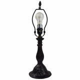 19" Dark Brown Metal Candlestick Table Lamp With Ivory Dome Shade - Homeroots