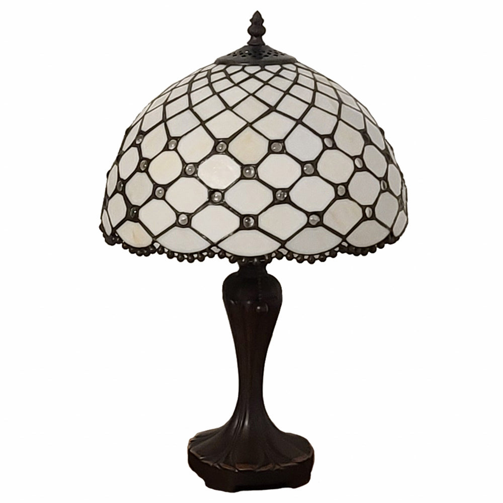 19" Dark Brown Metal Candlestick Table Lamp With White Dome Shade - Homeroots - Flyclothing LLC