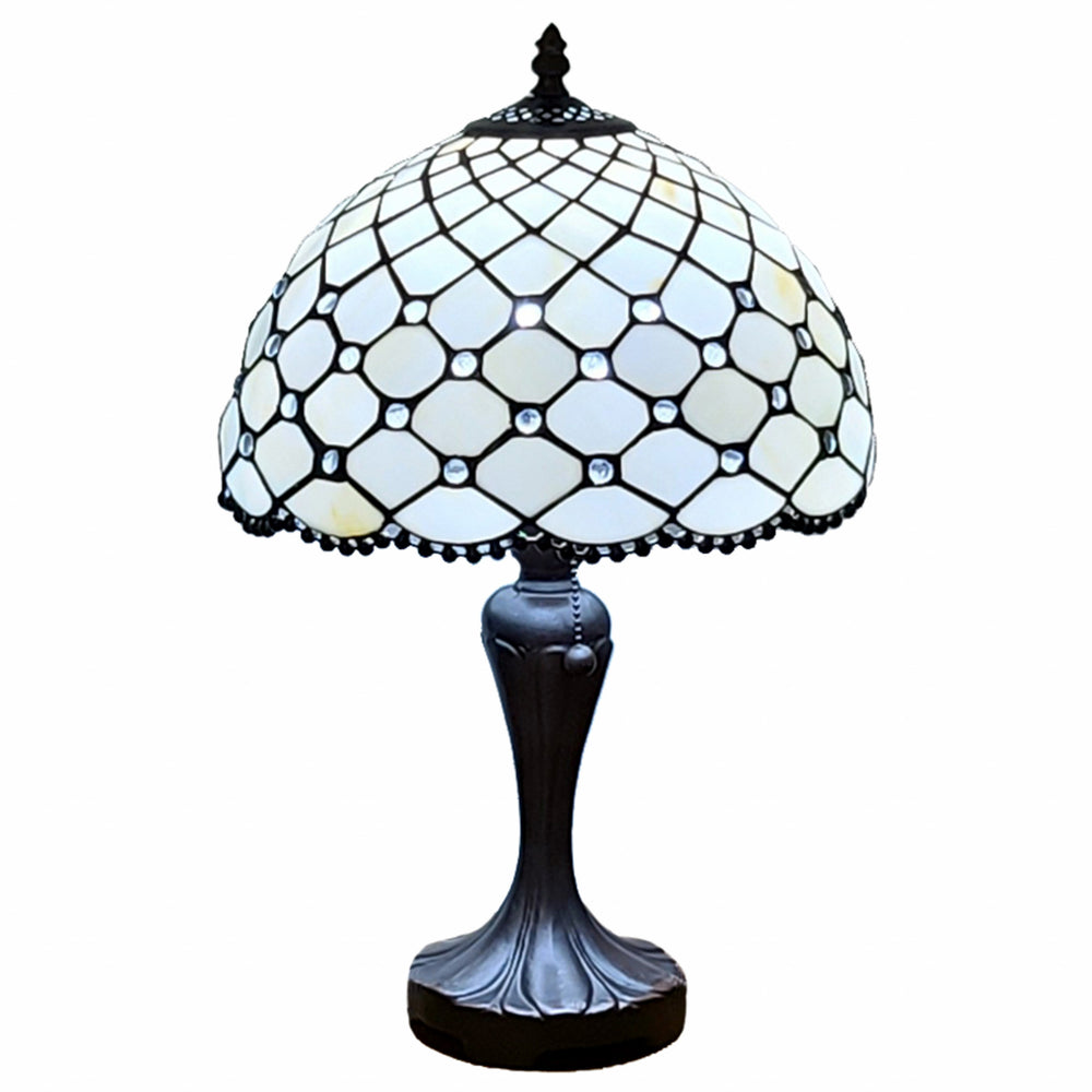 19" Dark Brown Metal Candlestick Table Lamp With White Dome Shade - Homeroots - Flyclothing LLC