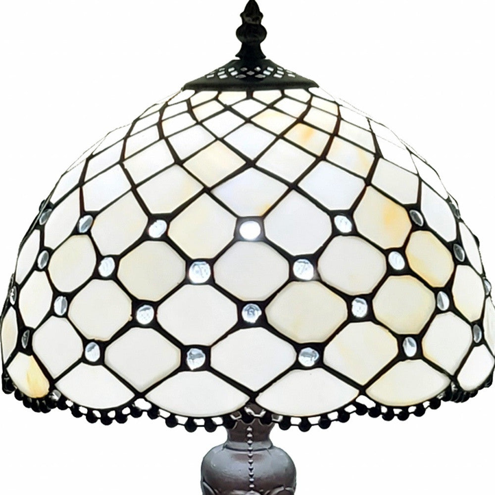19" Dark Brown Metal Candlestick Table Lamp With White Dome Shade - Homeroots - Flyclothing LLC