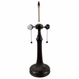24" Dark Brown Metal Two Light Candlestick Table Lamp With Orange Shade - Homeroots