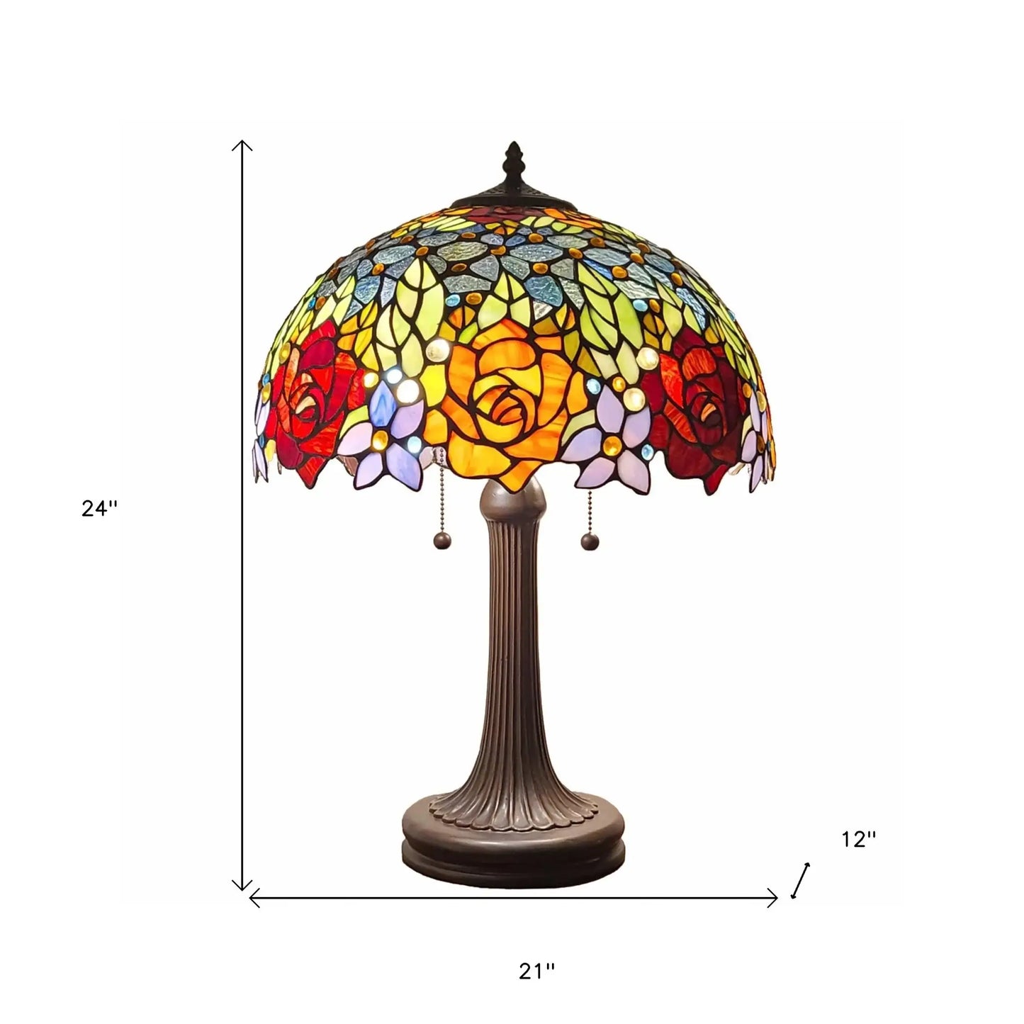 24" Dark Brown Metal Two Light Candlestick Table Lamp With Orange Shade - Homeroots - Flyclothing LLC