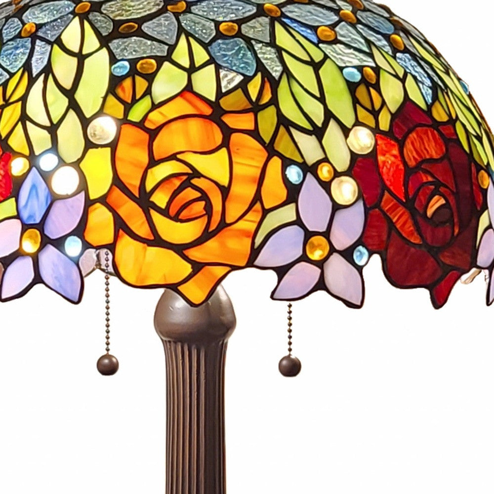 24" Dark Brown Metal Two Light Candlestick Table Lamp With Orange Shade - Homeroots - Flyclothing LLC