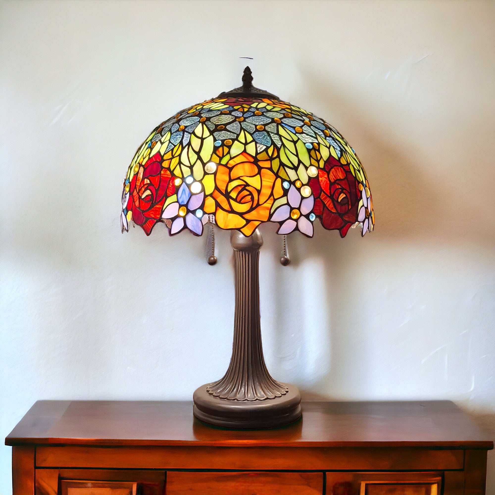 24" Dark Brown Metal Two Light Candlestick Table Lamp With Orange Shade - Homeroots - Flyclothing LLC
