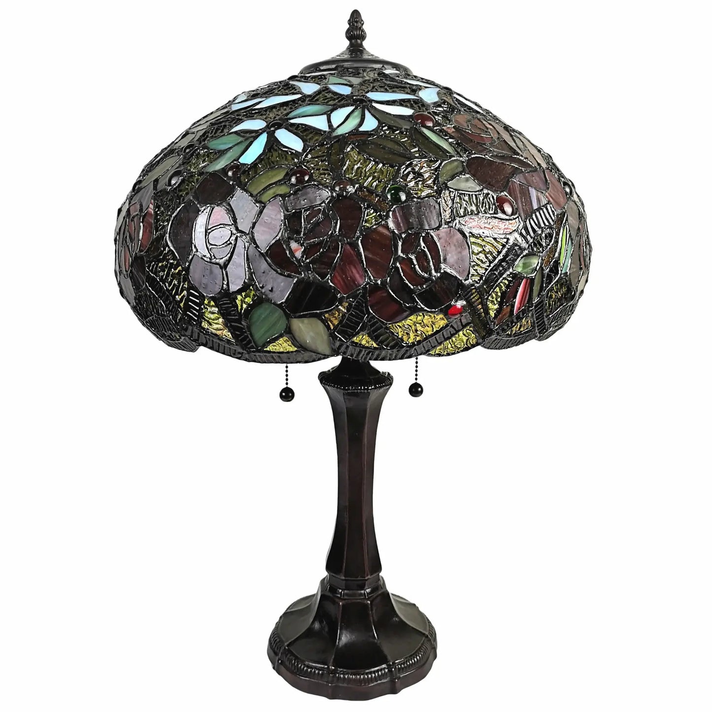 24" Dark Brown Metal Two Light Candlestick Table Lamp With Red Dome Shade - Homeroots - Flyclothing LLC