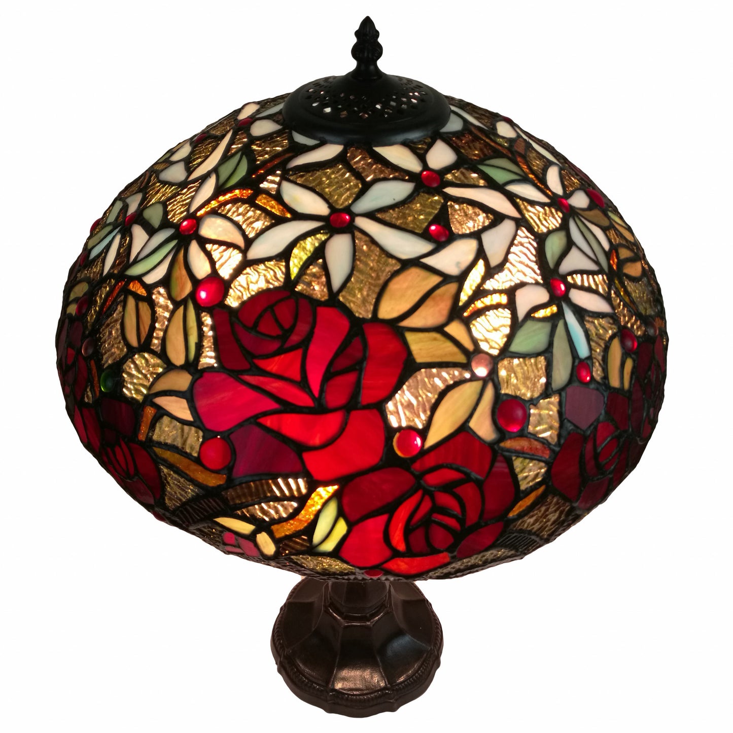 24" Dark Brown Metal Two Light Candlestick Table Lamp With Red Dome Shade - Homeroots - Flyclothing LLC