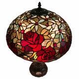 24" Dark Brown Metal Two Light Candlestick Table Lamp With Red Dome Shade - Homeroots - Flyclothing LLC
