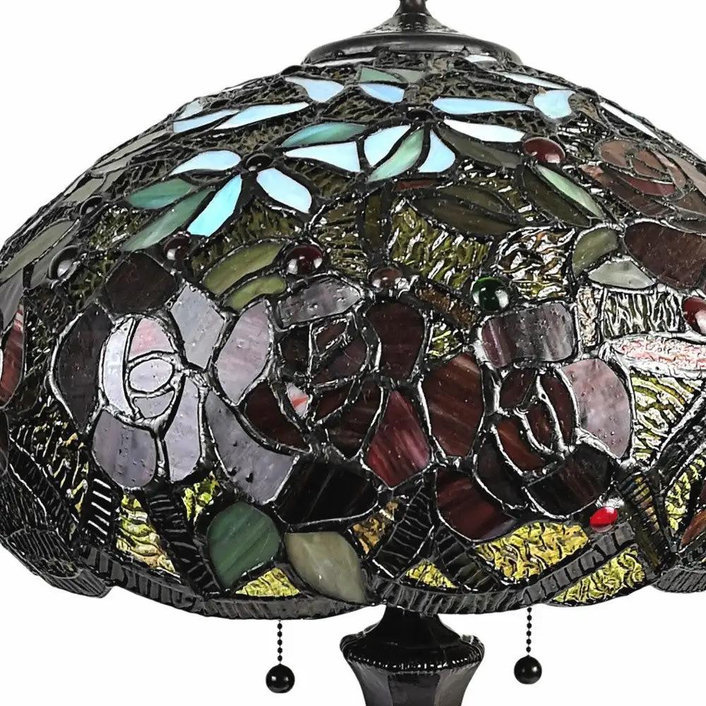 24" Dark Brown Metal Two Light Candlestick Table Lamp With Red Dome Shade - Homeroots - Flyclothing LLC