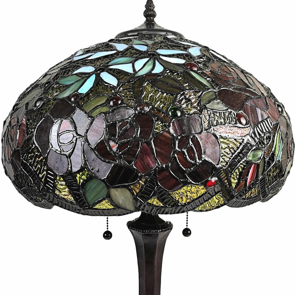 24" Dark Brown Metal Two Light Candlestick Table Lamp With Red Dome Shade - Homeroots - Flyclothing LLC