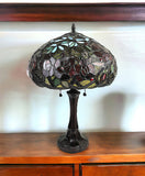 24" Dark Brown Metal Two Light Candlestick Table Lamp With Red Dome Shade - Homeroots