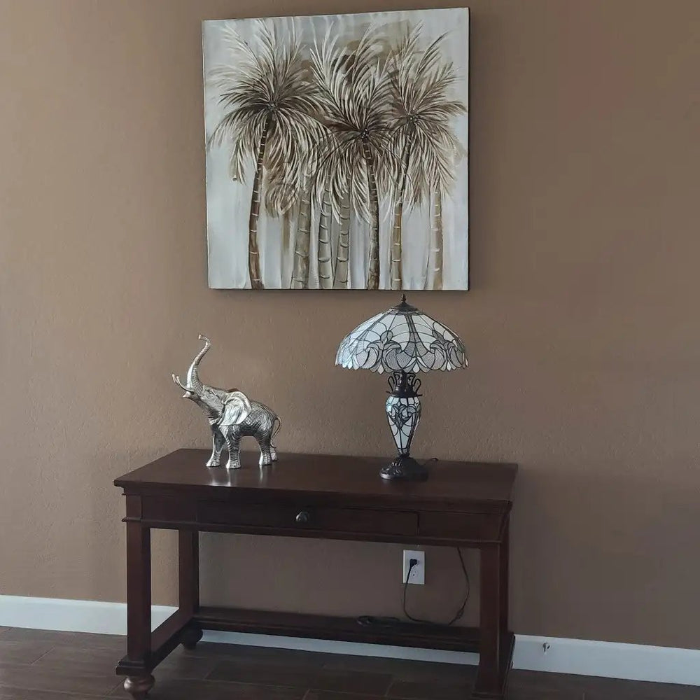 27" Dark Brown Metal Two Light Candlestick Table Lamp With Beige Shade - Homeroots