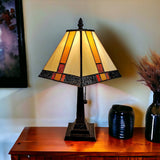 15" Dark Brown Metal Candlestick Table Lamp With Beige Empire Shade - Homeroots