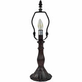 15" Dark Brown Metal Candlestick Table Lamp With Ivory Dome Shade - Homeroots