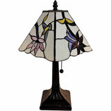 15" Dark Brown Candlestick Table Lamp With Ivory and Red Birds Novelty Shade - Homeroots