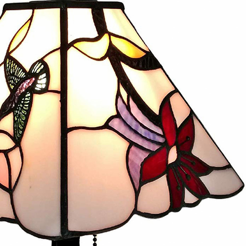 15" Dark Brown Candlestick Table Lamp With Ivory and Red Birds Novelty Shade - Homeroots - Flyclothing LLC