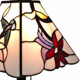 15" Dark Brown Candlestick Table Lamp With Ivory and Red Birds Novelty Shade - Homeroots