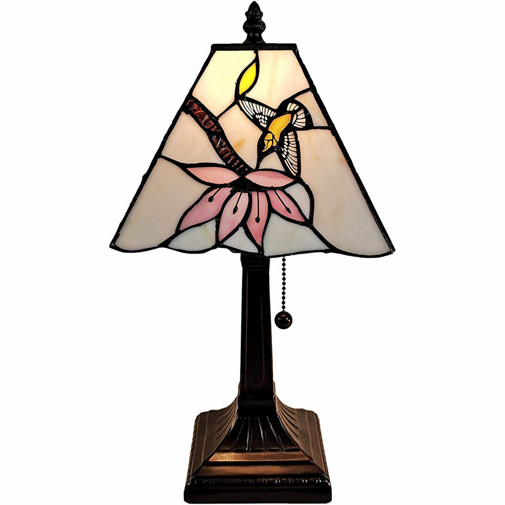 15" Dark Brown Candlestick Table Lamp With Ivory and Red Birds Novelty Shade - Homeroots - Flyclothing LLC