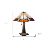 22" Dark Brown Metal Two Light Candlestick Table Lamp With Off White Empire Shade - Homeroots - Flyclothing LLC