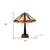 22" Dark Brown Metal Two Light Candlestick Table Lamp With Off White Empire Shade