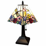 15" Dark Brown Metal Candlestick Table Lamp With Pink and Black Empire Shade - Homeroots