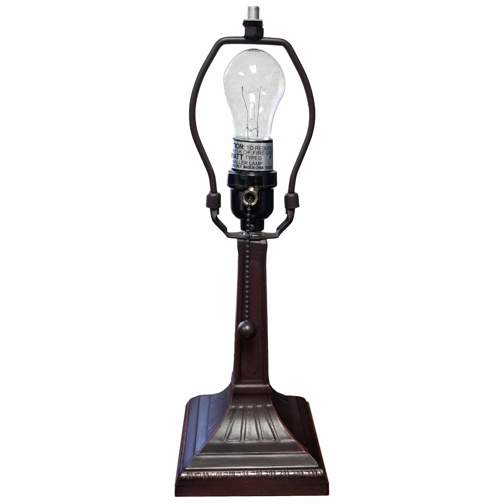 15" Dark Brown Metal Candlestick Table Lamp With Pink and Black Empire Shade - Homeroots - Flyclothing LLC