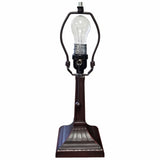 15" Dark Brown Metal Candlestick Table Lamp With Pink and Black Empire Shade - Homeroots