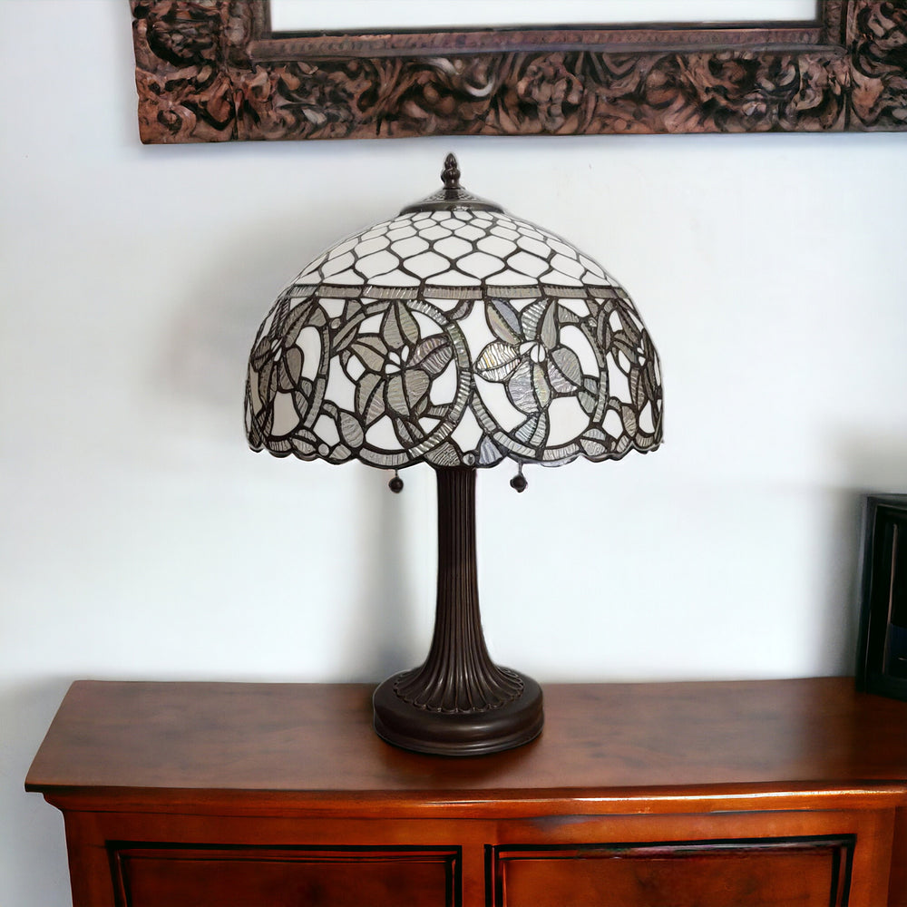 23" Dark Brown Metal Two Light Candlestick Table Lamp With White Shade - Homeroots