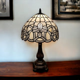 19" Dark Brown Metal Candlestick Table Lamp With White Dome Shade - Homeroots