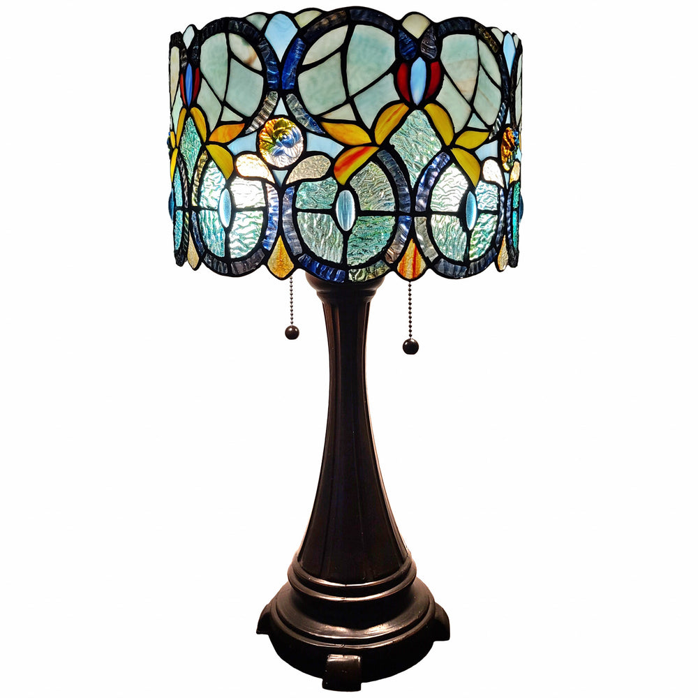 22" Dark Brown Metal Two Light Candlestick Table Lamp With Green Shade - Homeroots