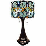 22" Dark Brown Metal Two Light Candlestick Table Lamp With Green Shade - Homeroots