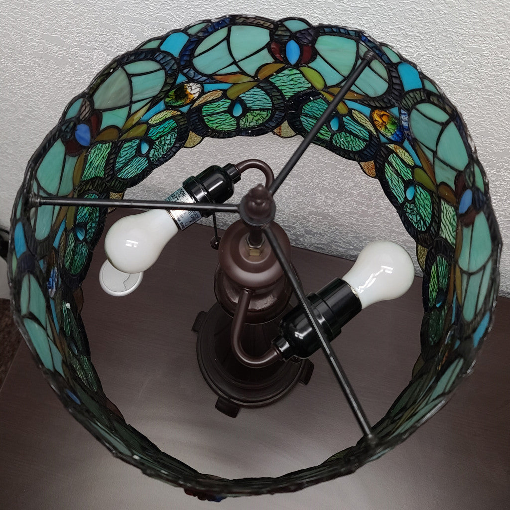 22" Dark Brown Metal Two Light Candlestick Table Lamp With Green Shade - Homeroots - Flyclothing LLC