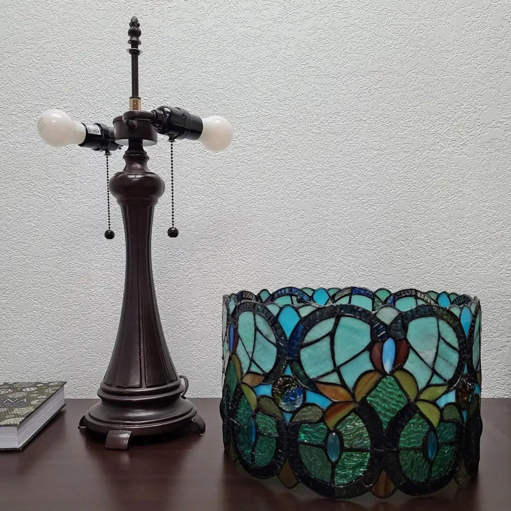22" Dark Brown Metal Two Light Candlestick Table Lamp With Green Shade - Homeroots - Flyclothing LLC