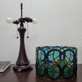 22" Dark Brown Metal Two Light Candlestick Table Lamp With Green Shade - Homeroots - Flyclothing LLC