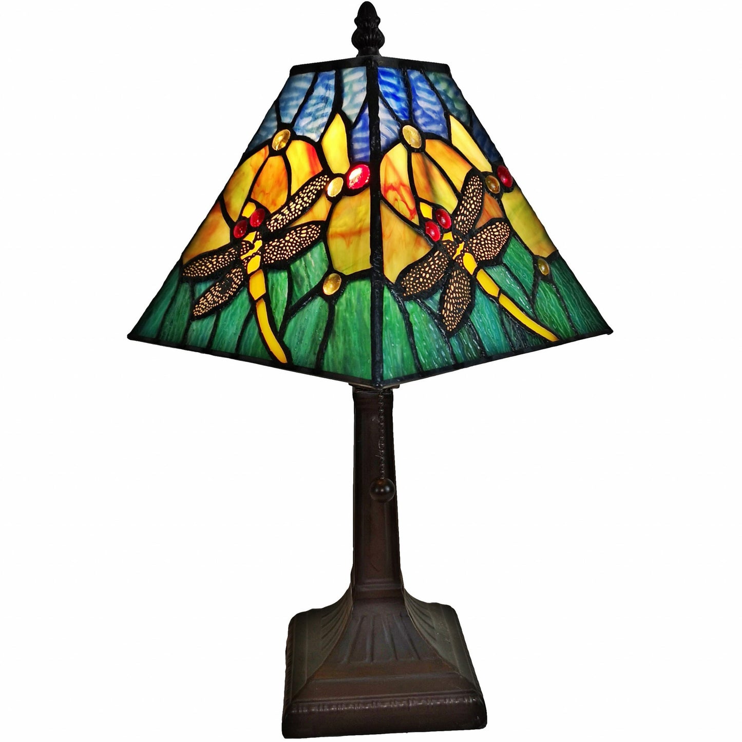15" Dark Brown Metal Candlestick Table Lamp With Green Empire Shade - Homeroots - Flyclothing LLC
