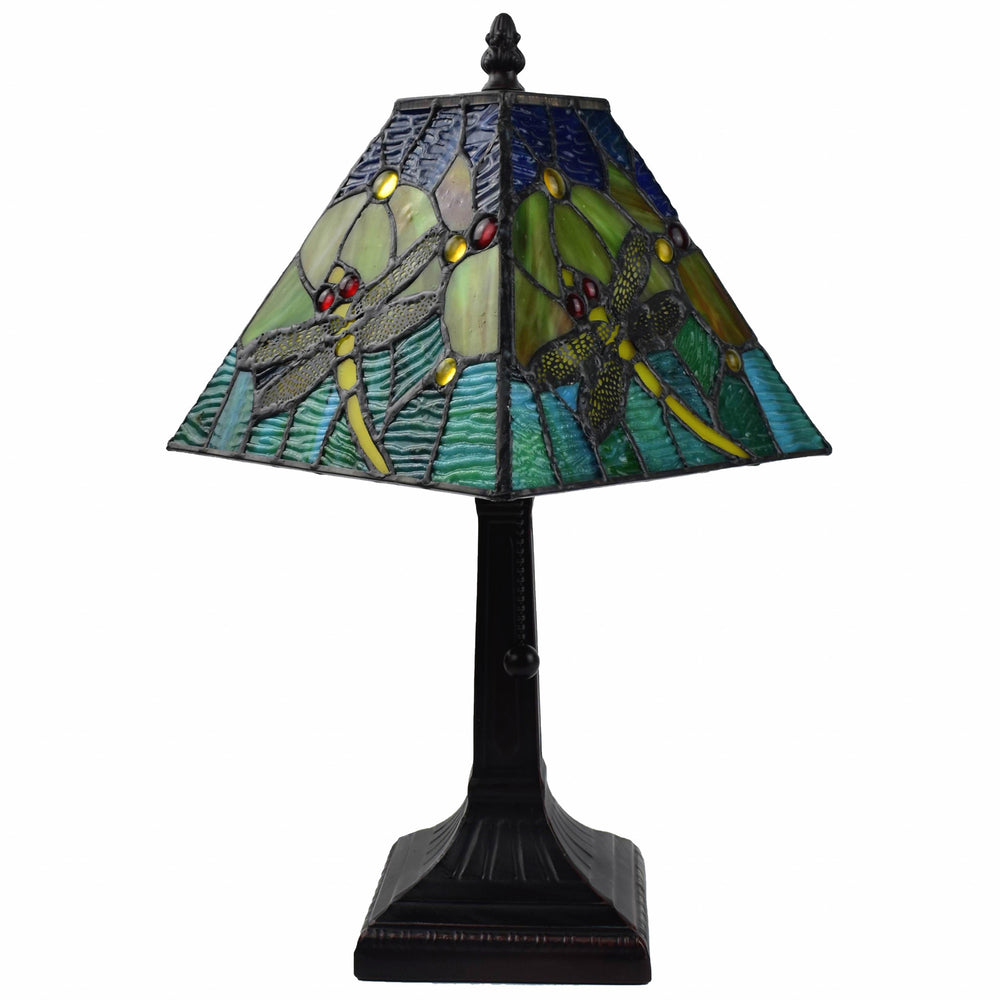 15" Dark Brown Metal Candlestick Table Lamp With Green Empire Shade - Homeroots - Flyclothing LLC