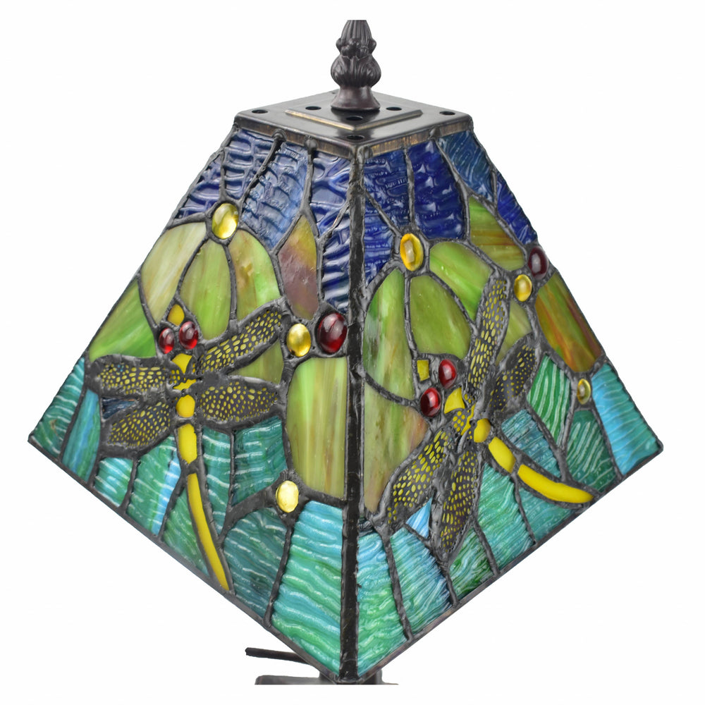 15" Dark Brown Metal Candlestick Table Lamp With Green Empire Shade - Homeroots - Flyclothing LLC