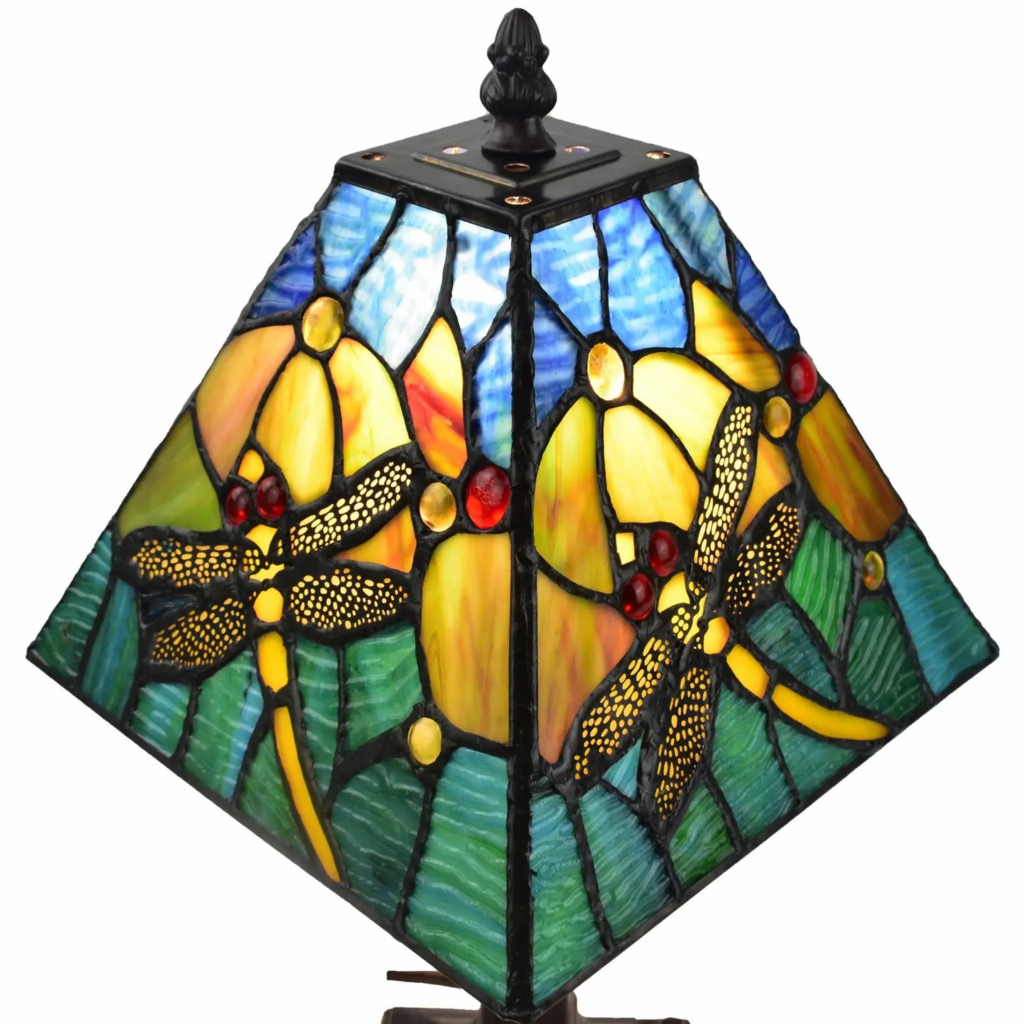 15" Dark Brown Metal Candlestick Table Lamp With Green Empire Shade - Homeroots - Flyclothing LLC