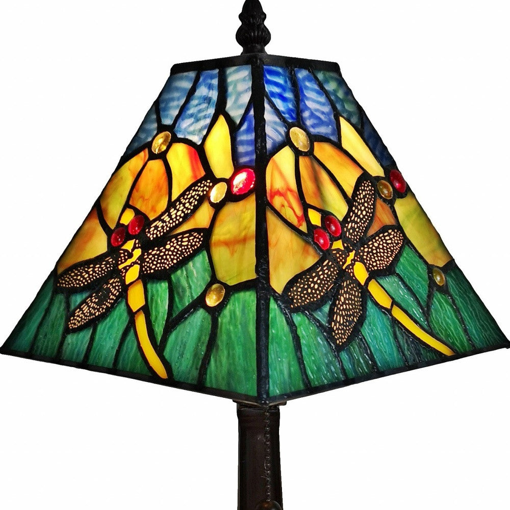 15" Dark Brown Metal Candlestick Table Lamp With Green Empire Shade - Homeroots - Flyclothing LLC