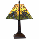 15" Dark Brown Metal Candlestick Table Lamp With Green Empire Shade - Homeroots
