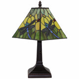 15" Dark Brown Metal Candlestick Table Lamp With Green Empire Shade - Homeroots