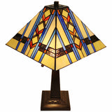 22" Dark Brown Metal Two Light Candlestick Table Lamp With Blue Empire Shade - Homeroots