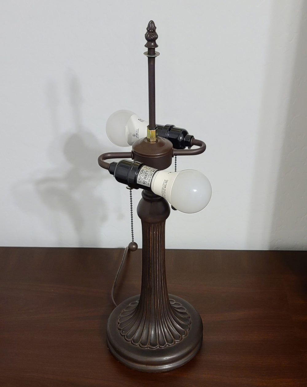 23" Dark Brown Metal Two Light Candlestick Table Lamp With White Shade - Homeroots - Flyclothing LLC