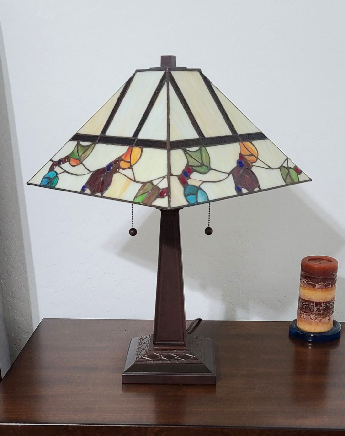 22" Dark Brown Metal Two Light Candlestick Table Lamp With White Shade - Homeroots - Flyclothing LLC
