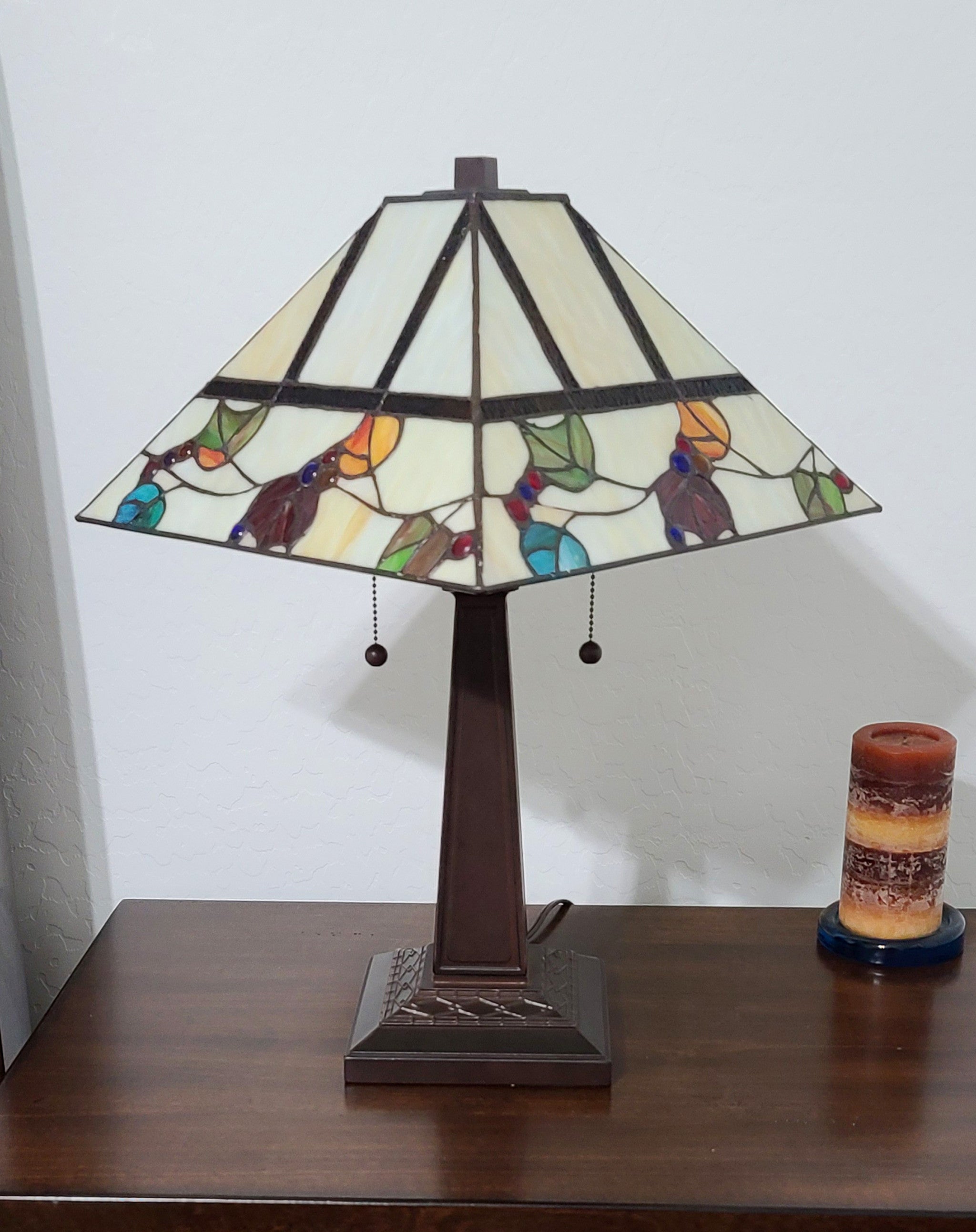 22" Dark Brown Metal Two Light Candlestick Table Lamp With White Shade - Homeroots - Flyclothing LLC