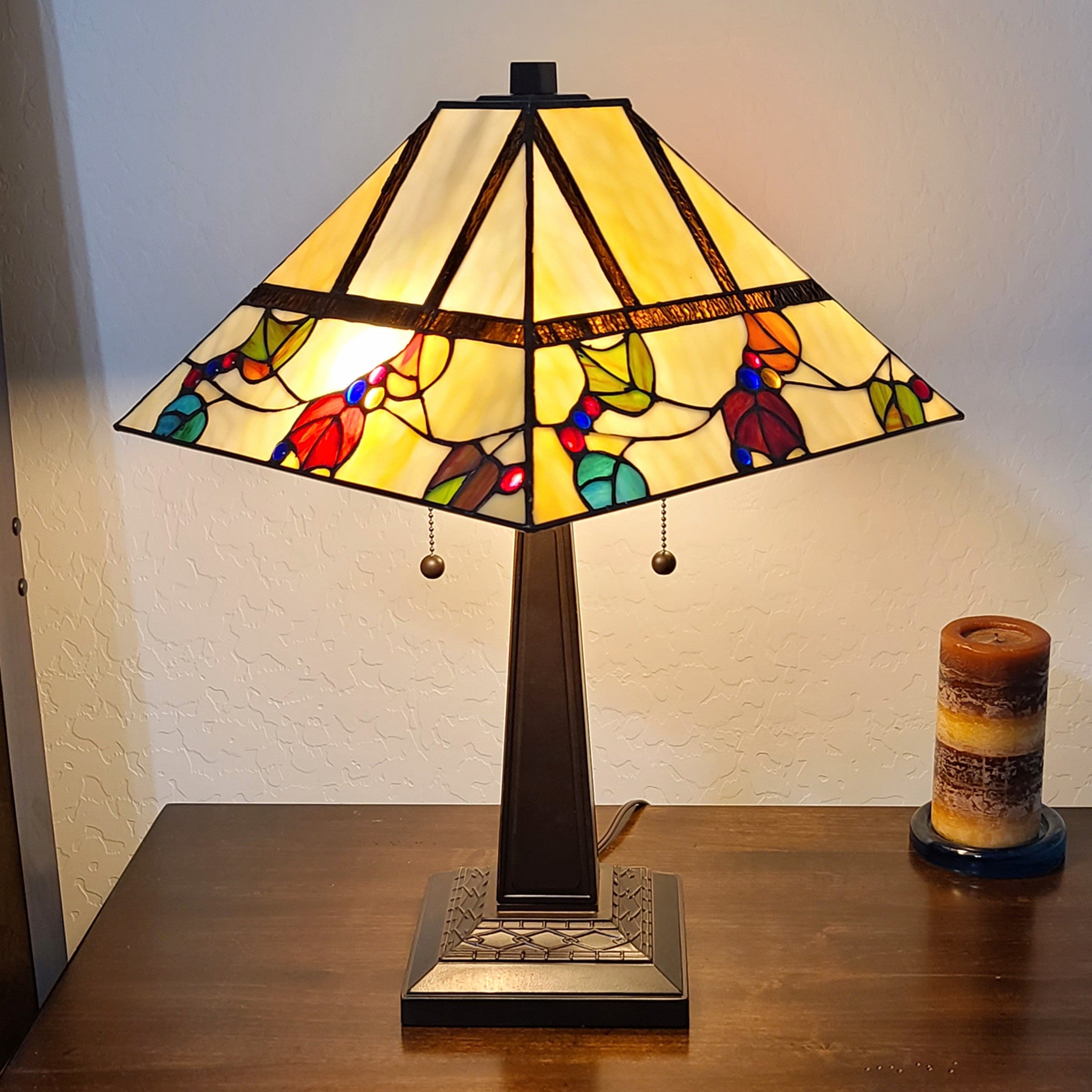 22" Dark Brown Metal Two Light Candlestick Table Lamp With White Shade - Homeroots - Flyclothing LLC